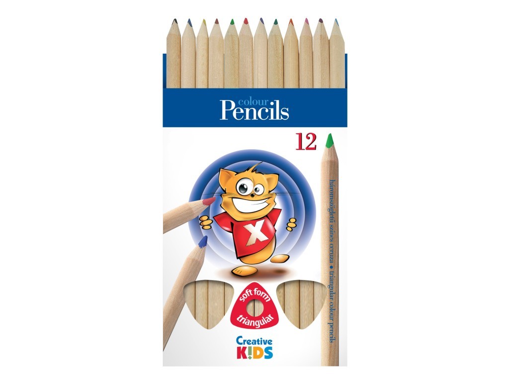 Creioane color triunghiulare Creative Kids, 12 culori/set