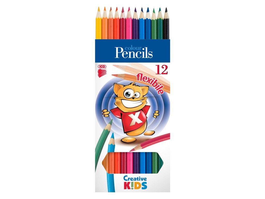 Creioane color flexibile Creative Kids, 12 culori/set