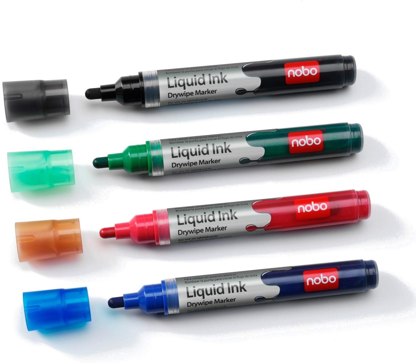 Set markere NOBO cu cerneala lichida, culori asortate, 4 buc/set