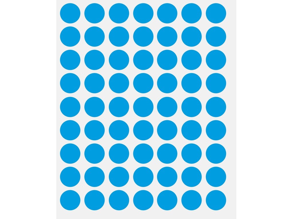 Etichete autoadezive color, D14 mm, 630 buc/set, albastru