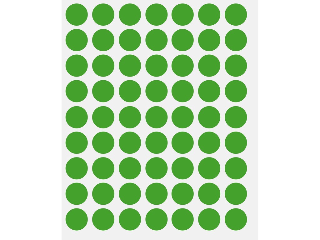 Etichete autoadezive color, D14 mm, 630 buc/set, verde