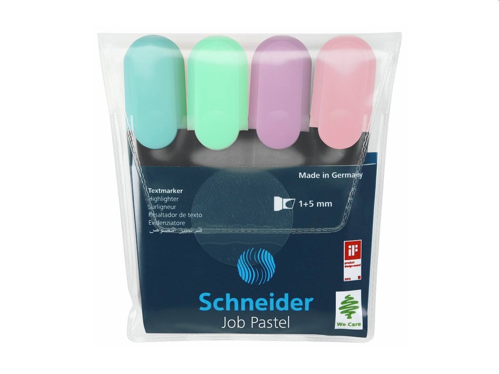 Set textmarkere Schneider Job Pastel, 4 buc/set