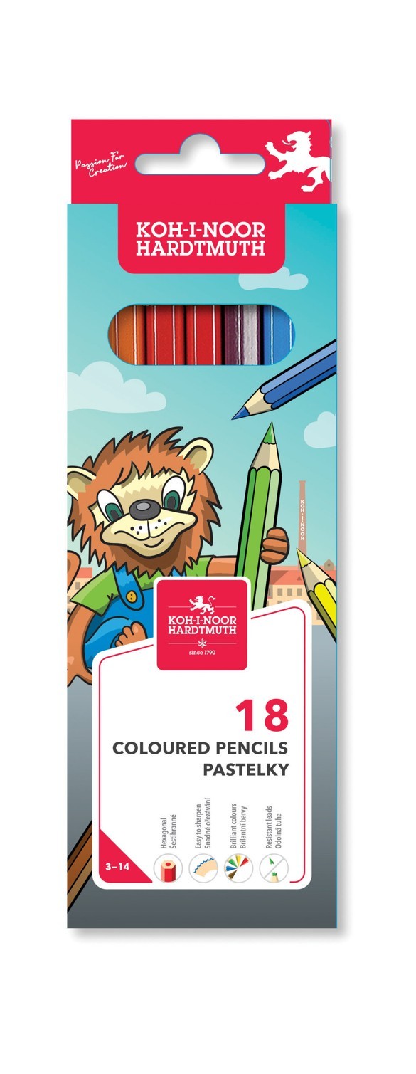 Set 18 creioane colorate KOH-I-NOOR Lion