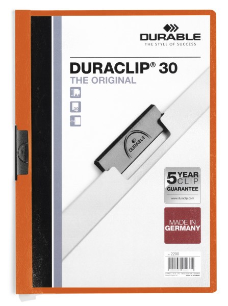 Dosar de prezentare Durable Duraclip Original, 30 coli, portocaliu