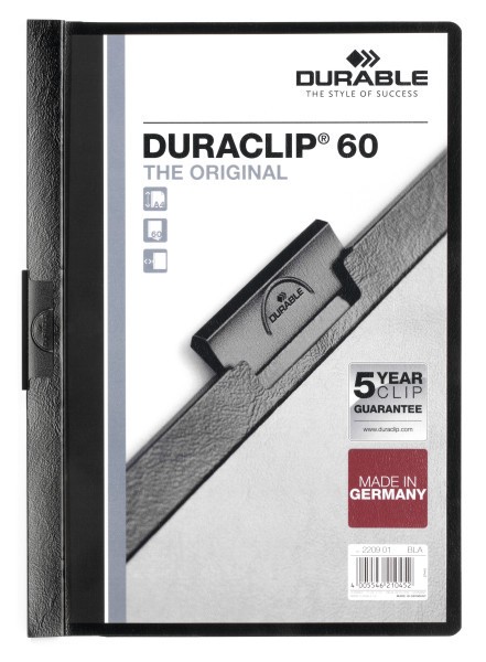 Dosar de prezentare Durable Duraclip Original, 60 coli, negru