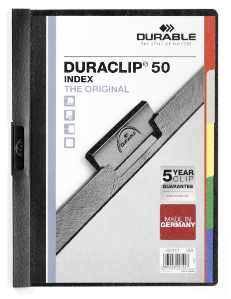Dosar plastic cu index color Duraclip 50 Durable
