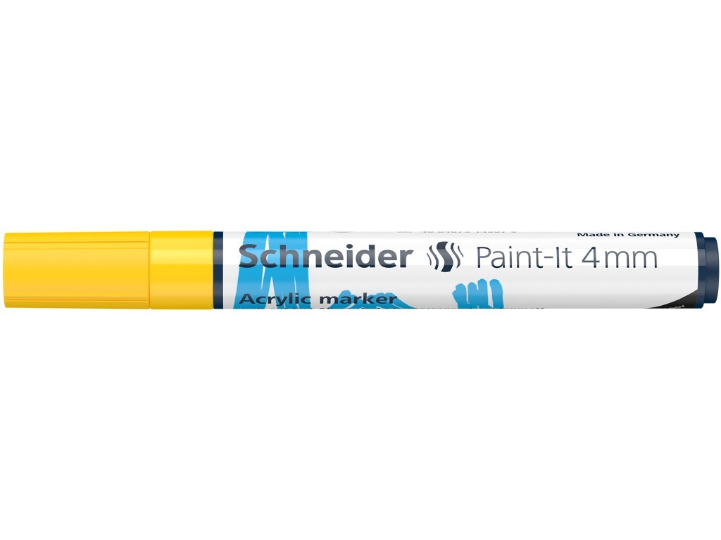 Marker cu vopsea acrilica Schneider Paint-It 320, varf rotund 4 mm, galben