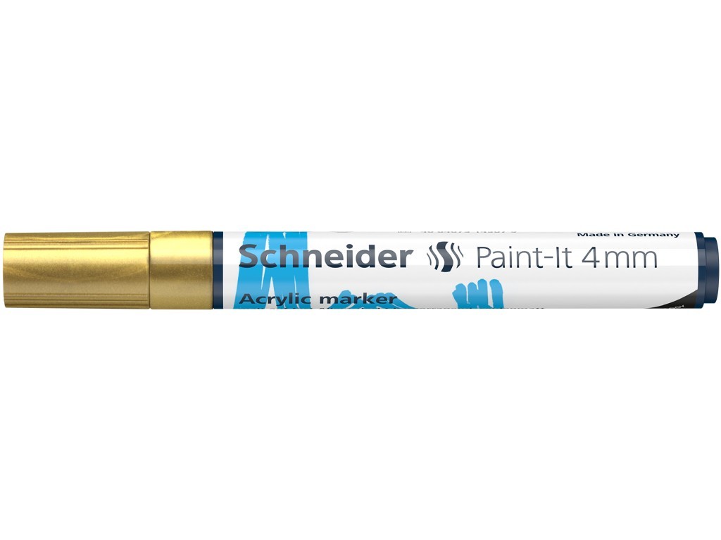 Marker cu vopsea acrilica Schneider Paint-It 320, varf rotund 4 mm, auriu