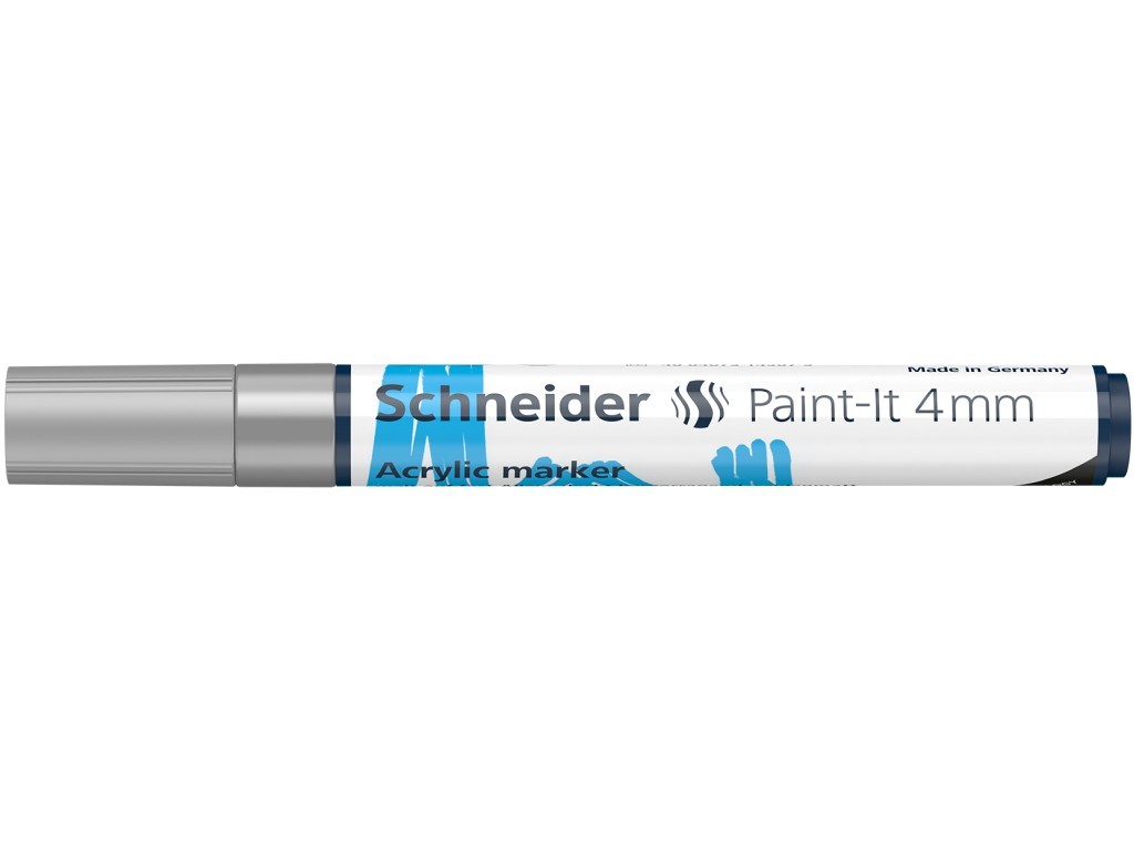 Marker cu vopsea acrilica Schneider Paint-It 320, varf rotund 4 mm, argintiu