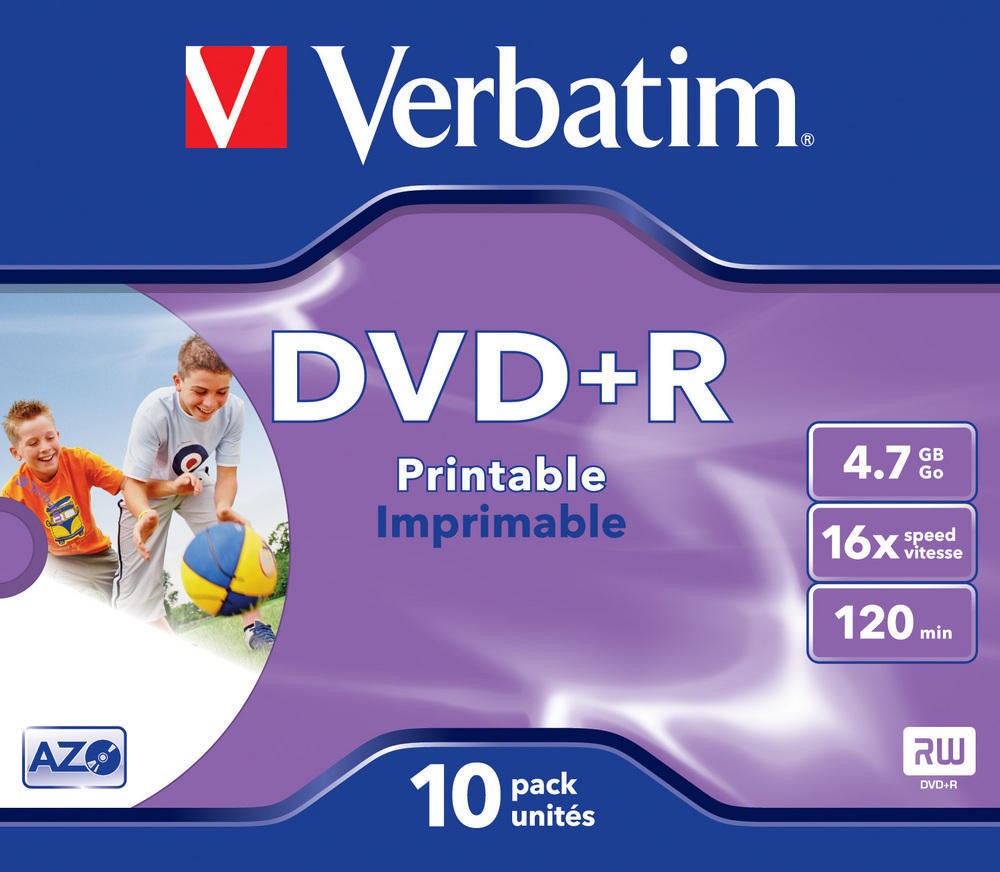 DVD+R VERBATIM 4.7 GB, 120 min, viteza 16x, Single Layer, carcasa, printabil, 
