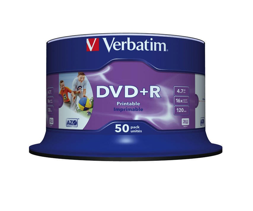 DVD+R VERBATIM 4.7 GB, 120 min, viteza 16x, Single Layer, spindle, printabil, 