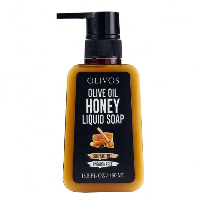 Sapun lichid antiseptic cu ulei de masline si miere, Olivos, 450 ml