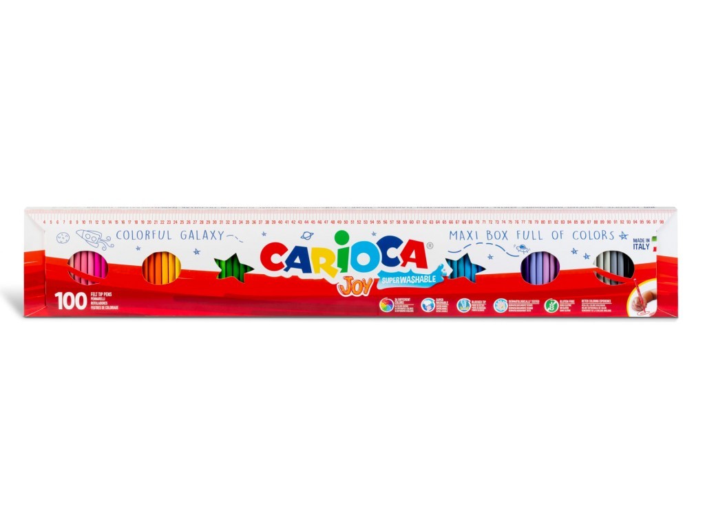 Carioca super lavabila, varf subtire - 2.2mm, 100 culori/cutie, CARIOCA Joy - 1 metru de carioci