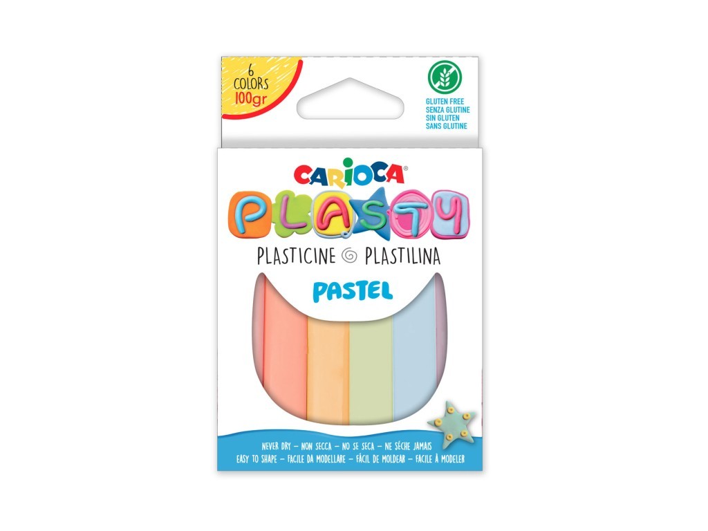Plastilina Carioca Plasty Pastel 100 g, 6 buc/set