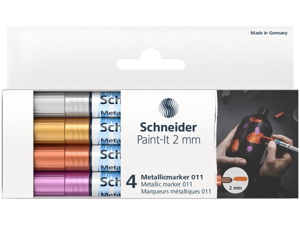 Marker Schneider Paint-It 011 culori metalice, varf 2 mm, 4 buc/set, model 2