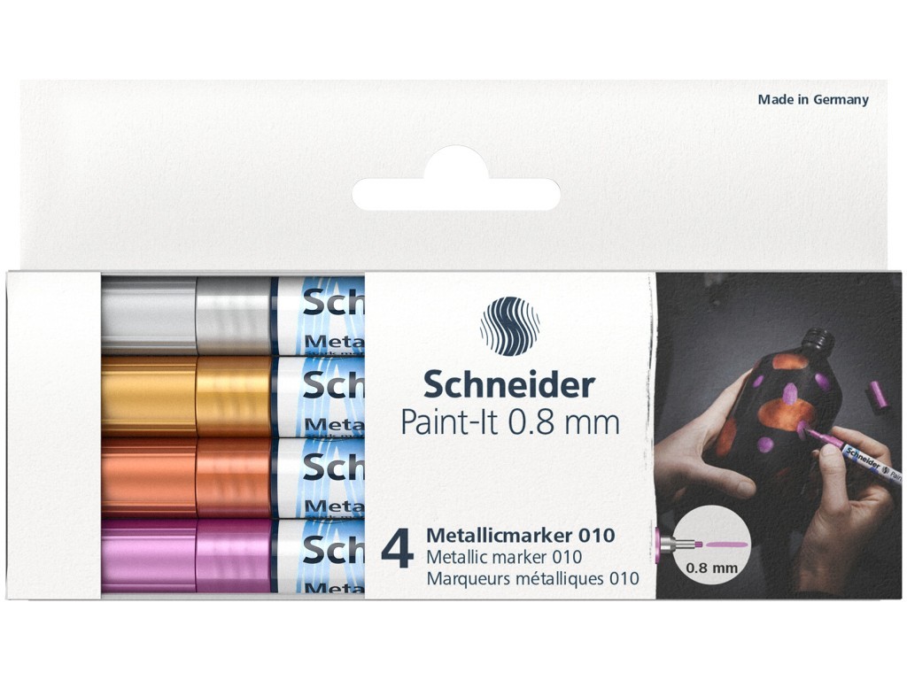 Marker Schneider Paint-It 010 culori metalice, varf 0,8 mm, 4 buc/set, model 2