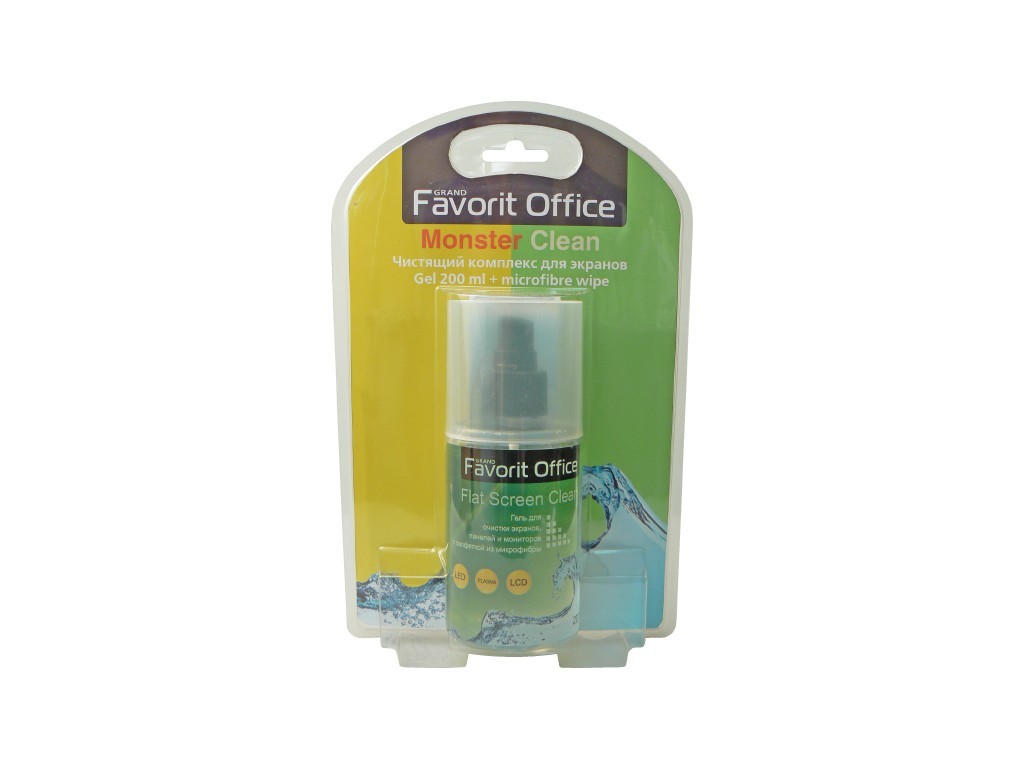 Set spray gel 200 ml + laveta microfibra pentru curatare ecran LCD/TFT, blister, Favorit Office