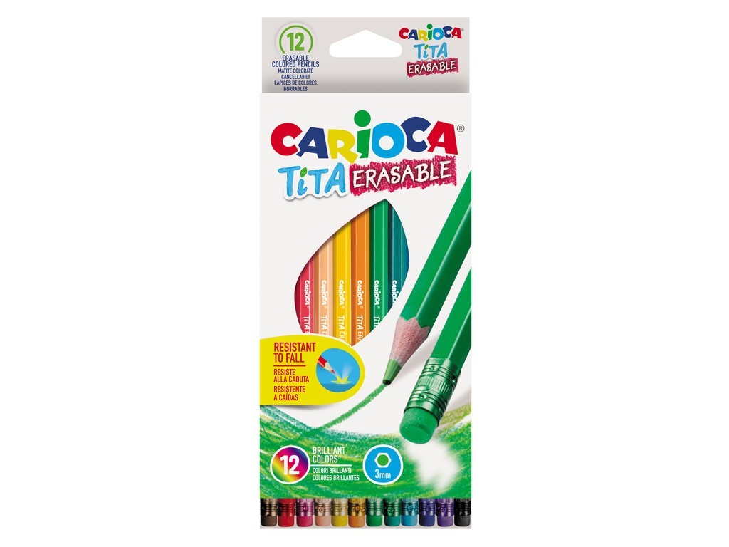 Creioane color Carioca Tita Erasable, 12 culori