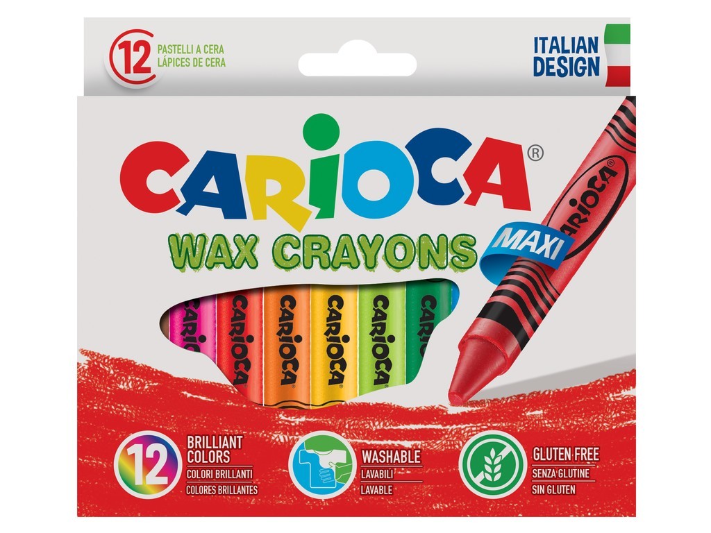 Creioane cerate Carioca Wax Crayons Maxi, 12 buc/set