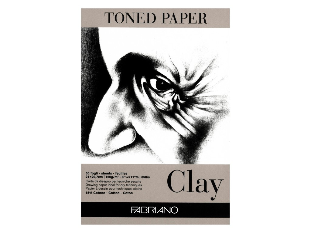 Bloc desen Toned Paper Clay, A3, 120g, 50 file, fara spirala, Fabriano