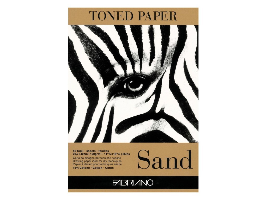Bloc desen Toned Paper Sand, A3, 120g, 50 file, fara spirala, Fabriano