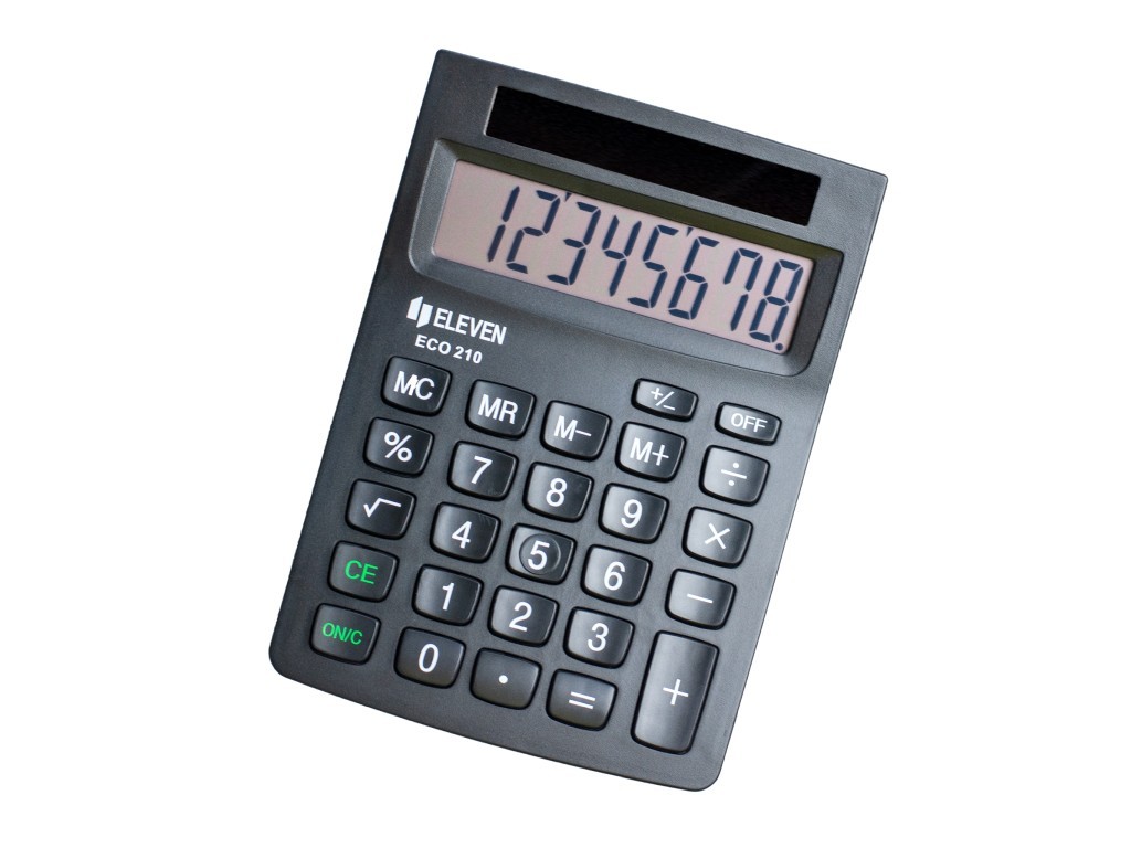 Calculator de birou ECO 8 digiti, 103,5 x 145,5 x 32,5 mm, Eleven ECO 210