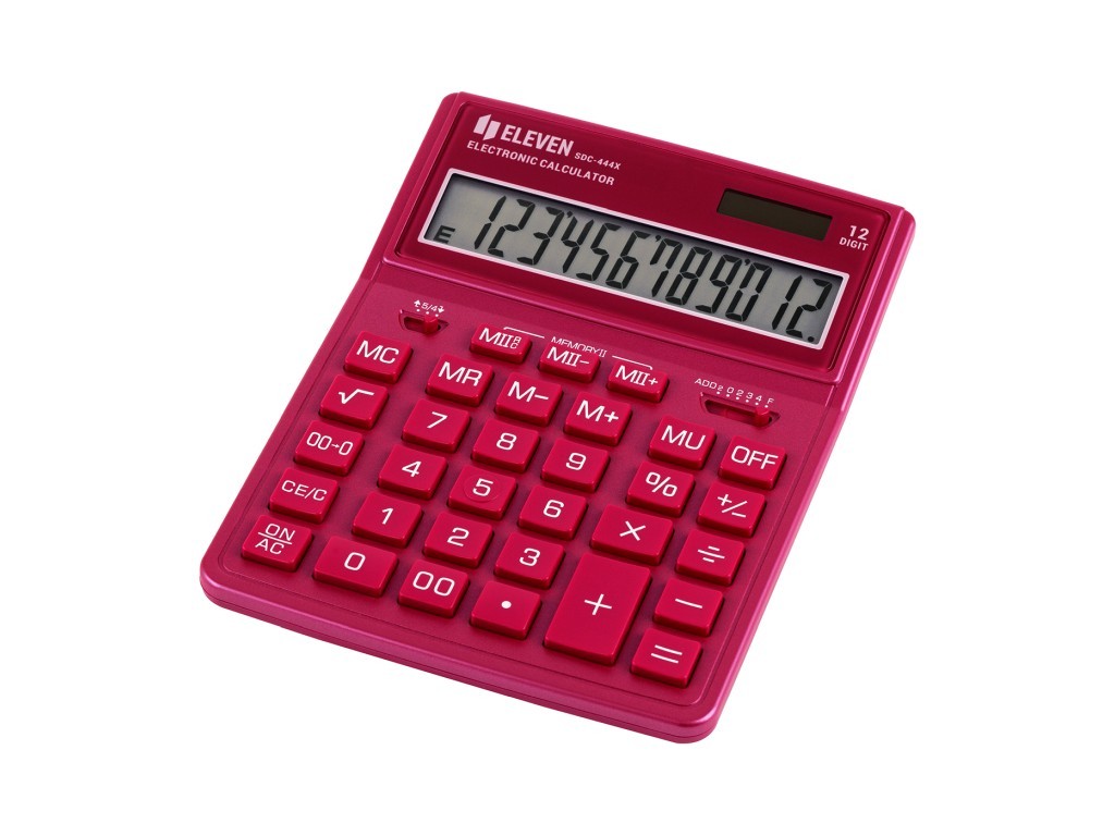Calculator de birou 12 digiti, 204 x 155 x 33 mm, Eleven SDC-444XR, rosu