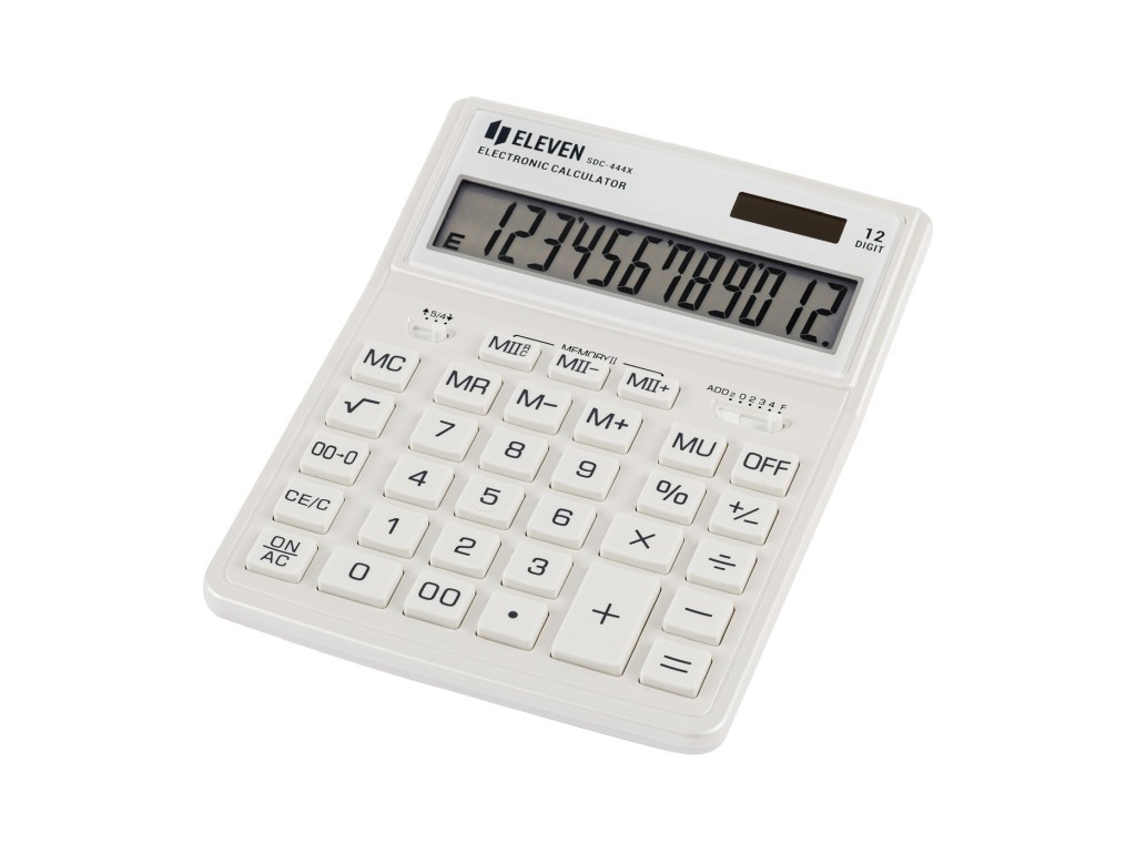 Calculator de birou 12 digiti, 204 x 155 x 33 mm, Eleven SDC-444XR, alb