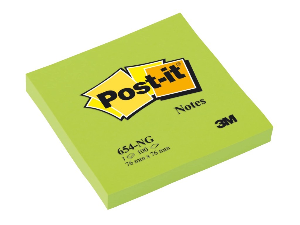 Notes adeziv neon, 76 x 76 mm, 100 file, Post-it, verde