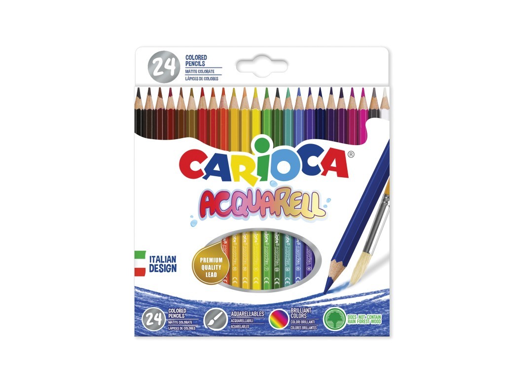 Creioane colorate CARIOCA Aquarell 24 buc/set, in cutie carton