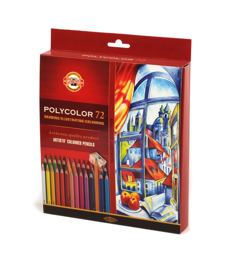 Set 72 creioane KOH-I-NOOR Polycolor + ascutitoare + 2 creioane grafit 1500