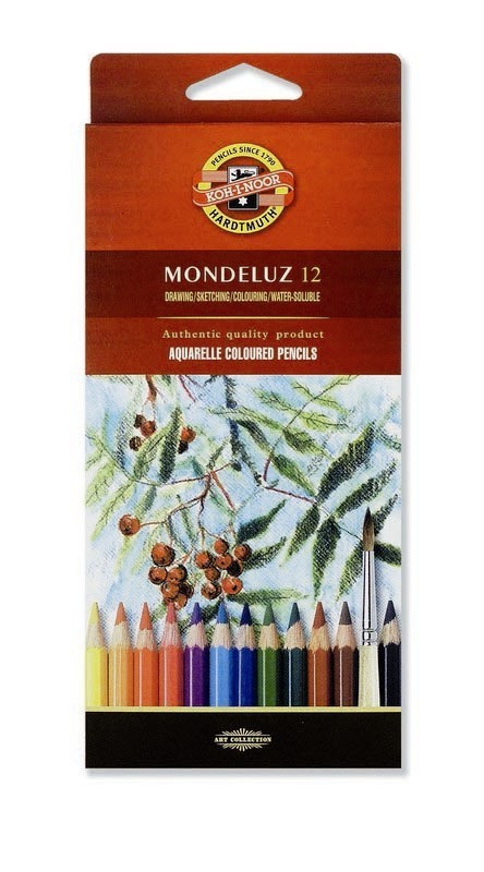 Set 12 creioane colorate Aquarell MONDELUZ FRUCTE, cutie carton, culori asortate
