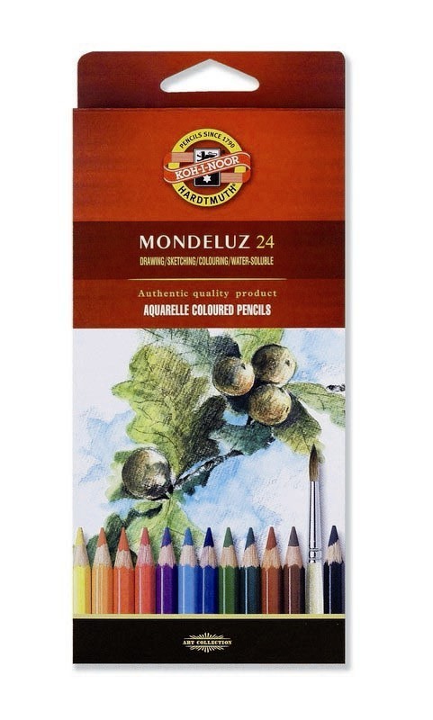 Set 24 creioane colorate KOH-I-NOOR Aquarell MONDELUZ FRUCTE, cutie carton, culori asortate