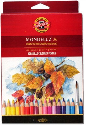Set 36 creioane colorate Aquarell MONDELUZ FRUCTE KOH-I-NOOR, cutie carton, culori asortate