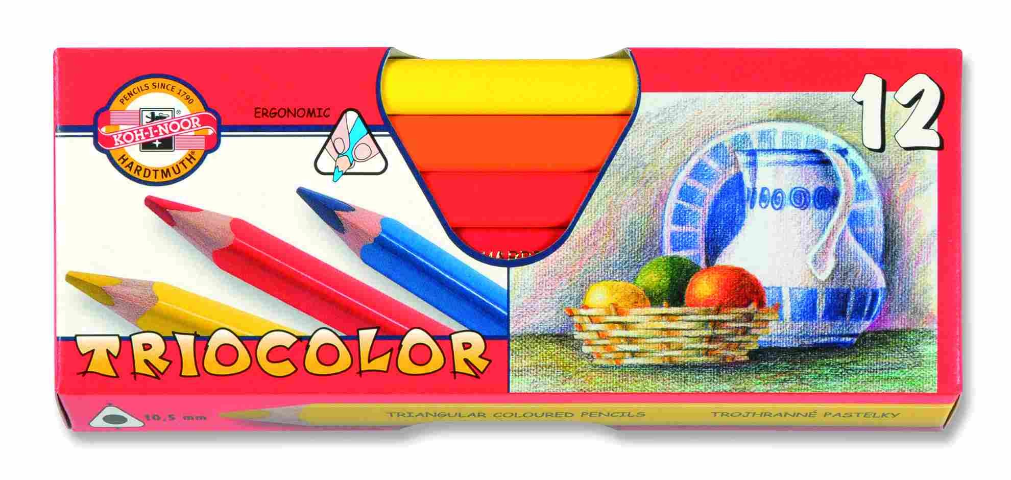 Set 12 creioane colorate KOH-I-NOOR TRIOCOLOR JUMBO