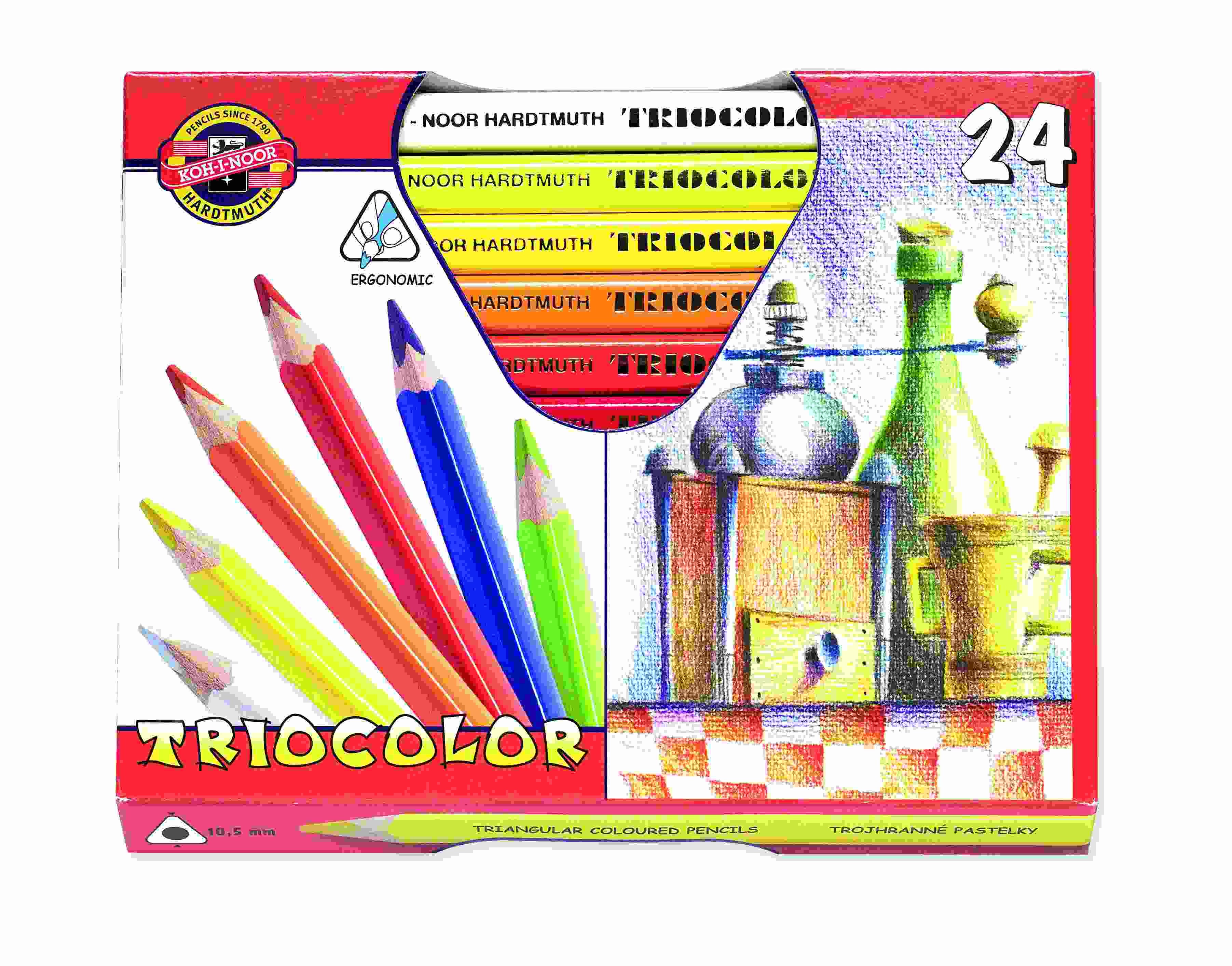Set 24 creioane colorate KOH-I-NOOR TRIOCOLOR JUMBO