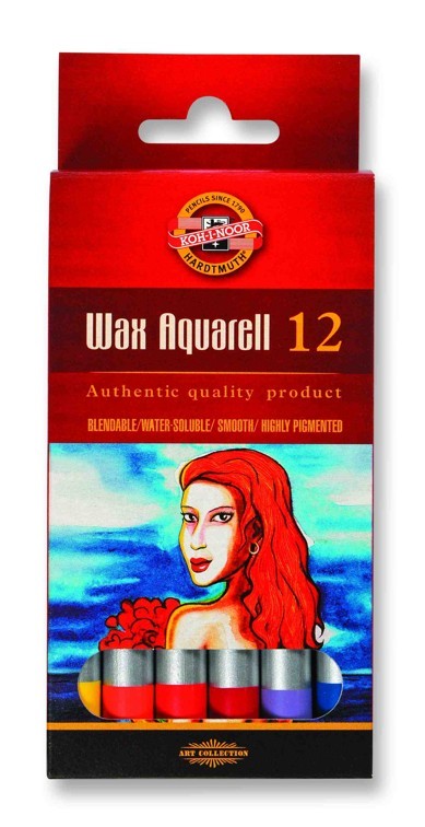 Set 12 creioane colorate KOH-I-NOOR Wax Aquarell in cutie carton