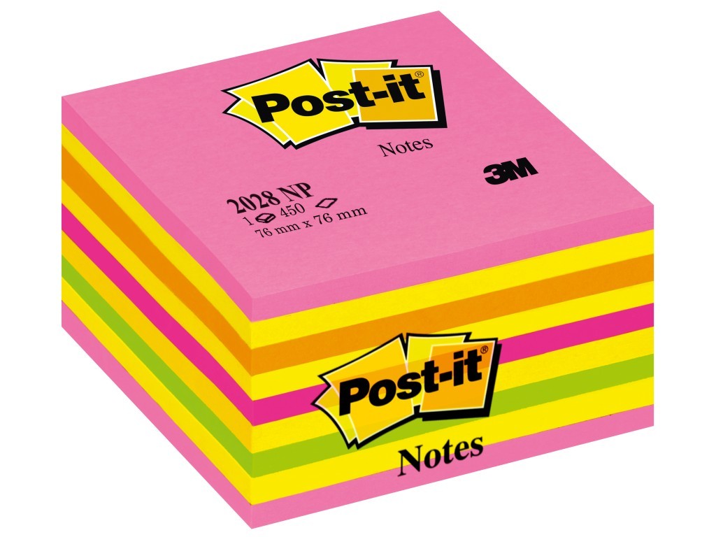Cub notite adezive Post-it Lollipop, 76 x 76 mm, 450 file, roz/galben