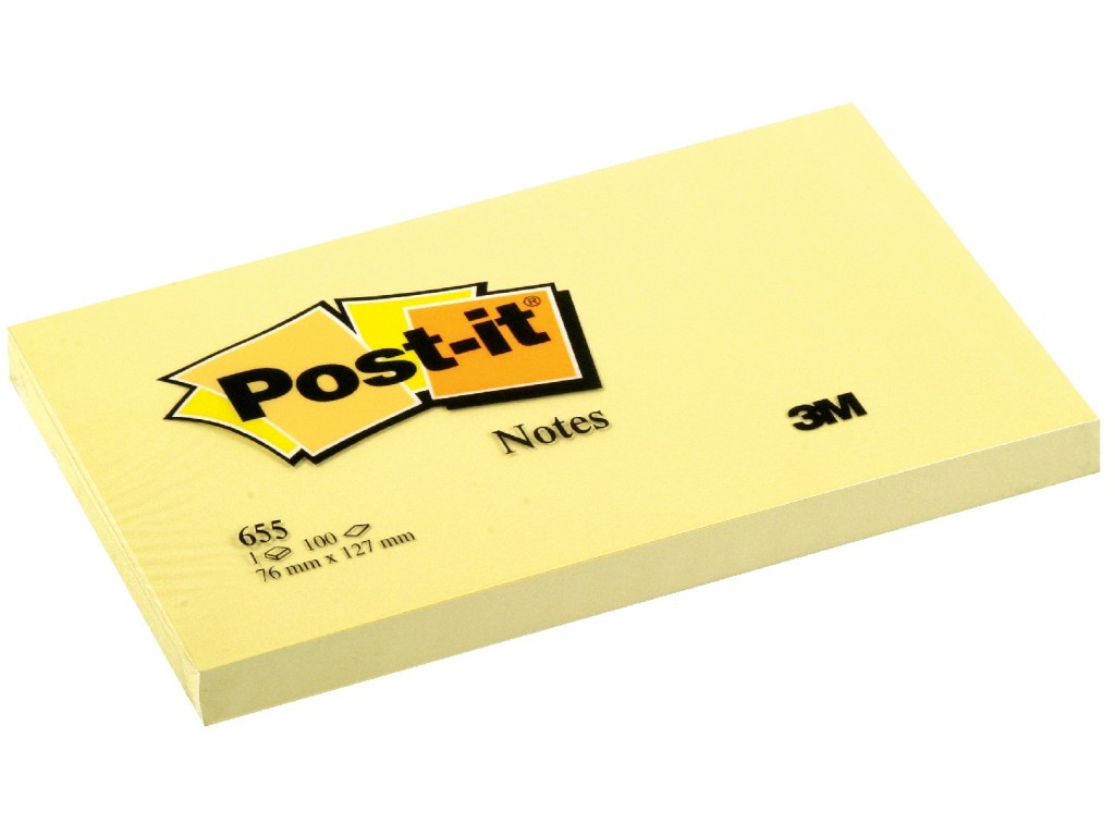 Notite adezive Post-it, 76 x 127 mm, 100 file, galben