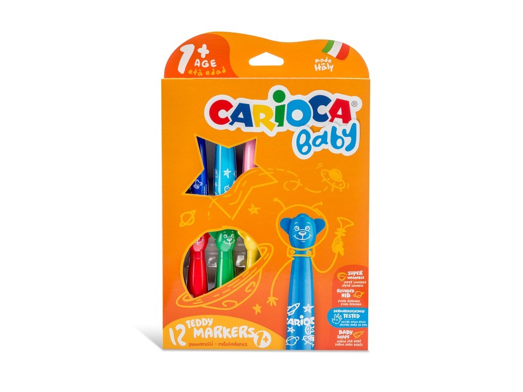 Carioca super lavabila, 12 culori/cutie, CARIOCA Baby Teddy 1