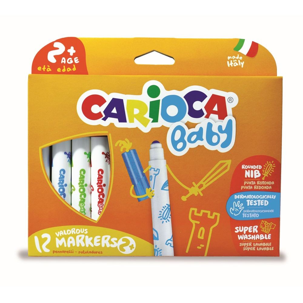 Carioca super lavabila, varf rotunjit special, 12 culori/cutie, CARIOCA Baby 2