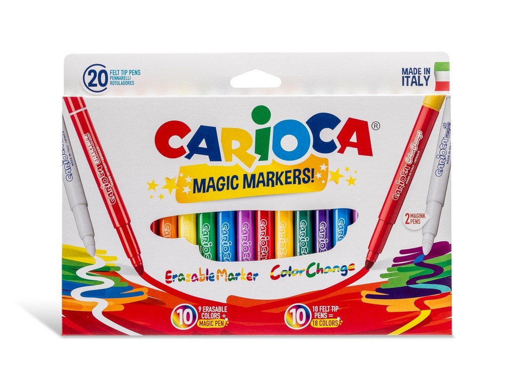 Carioca lavabila, varf gros 6mm, 9+9+2/cutie, CARIOCA Magic Markers