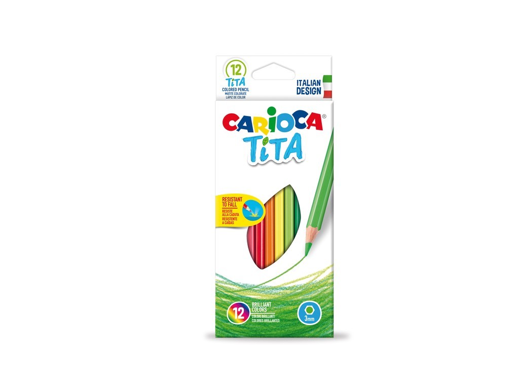 Creioane colorate CARIOCA Tita, hexagonale, 12 culori/cutie