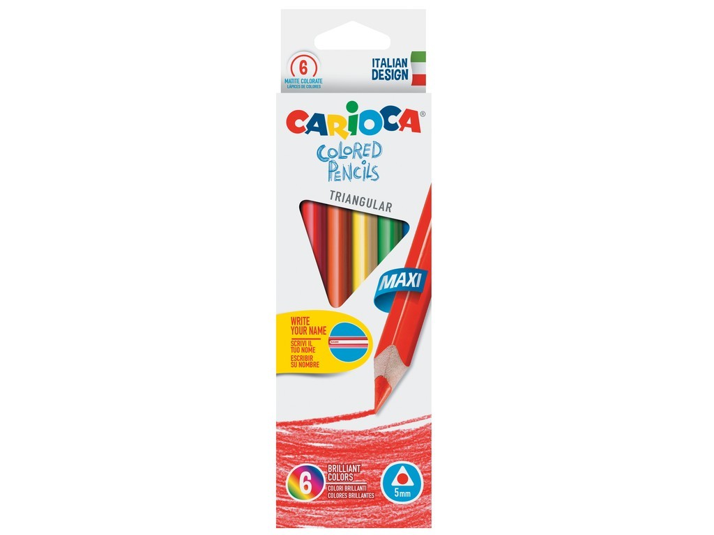Creioane colorate CARIOCA Maxi, hexagonale, 6 culori/cutie