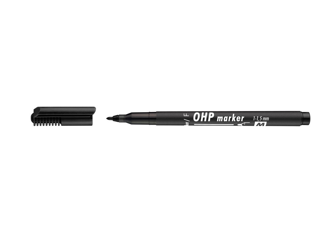 Marker universal OHP ICO, varf rotund, 1 - 1.5 mm, negru