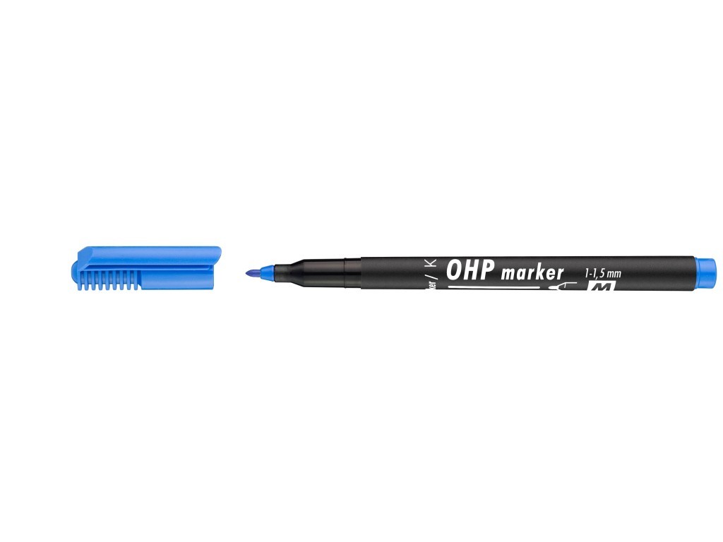 Marker universal OHP ICO, varf rotund, 1 - 1.5 mm, albastru
