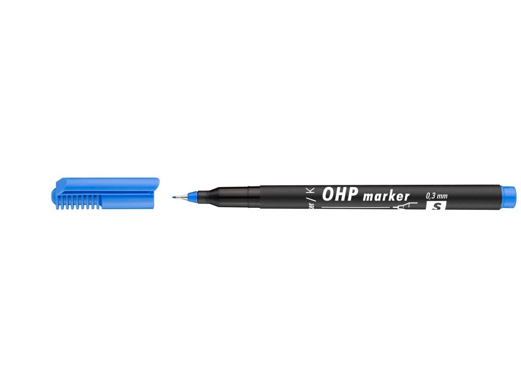 Marker universal OHP ICO, varf rotund, 0,3 mm, albastru
