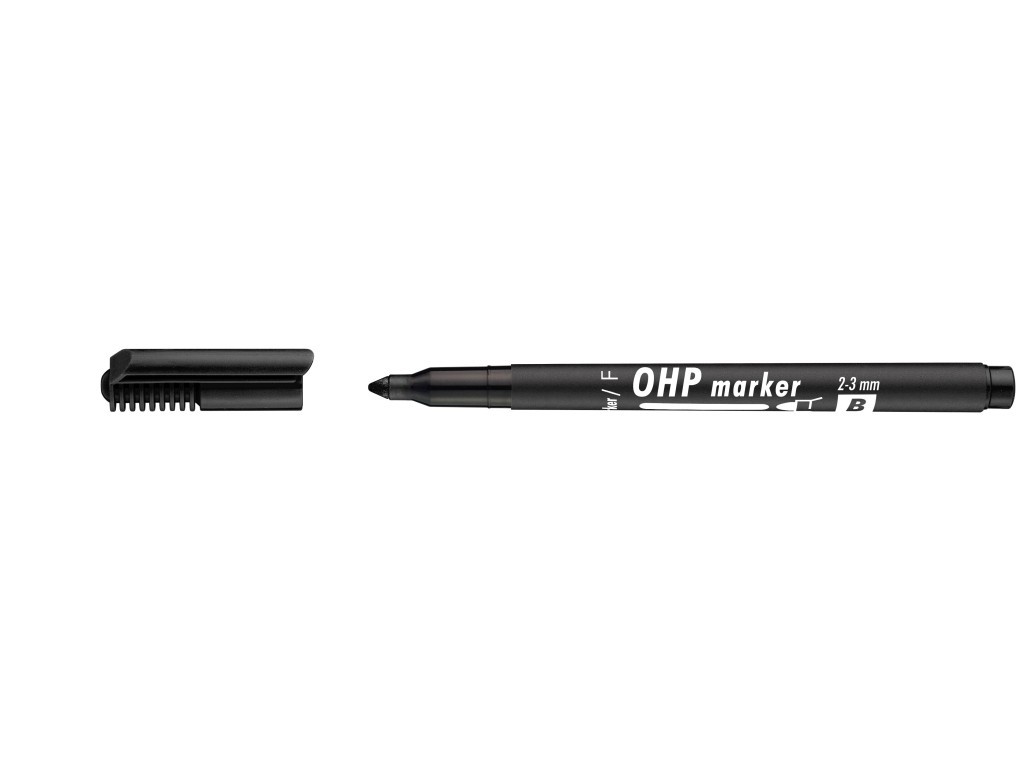 Marker universal OHP ICO, varf rotund, 2 - 3 mm, negru