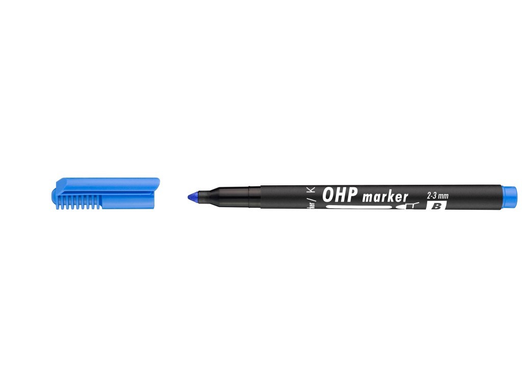 Marker universal OHP ICO, varf rotund, 2 - 3 mm, albastru