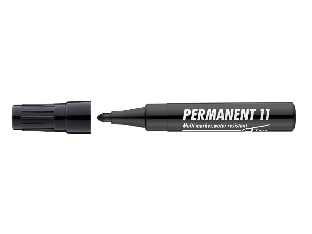 Marker permanent ICO 11, varf rotund, 1 - 3 mm, negru